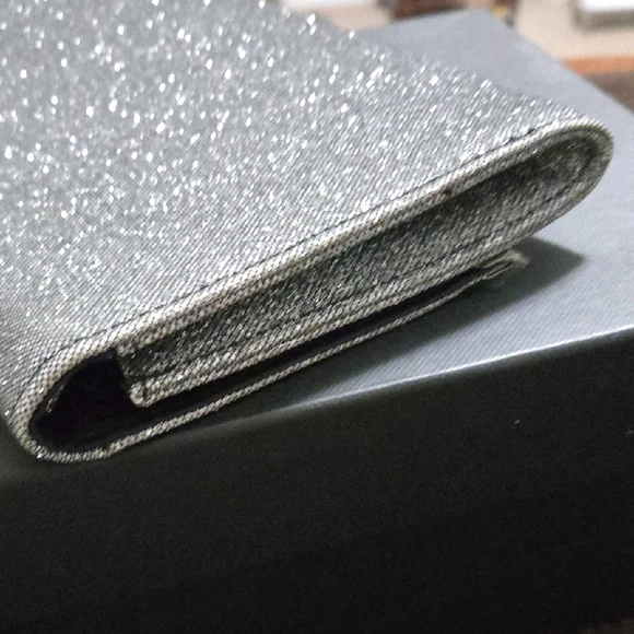WHBM Silver Glitter Evening Clutch with Metallic Trim - Picture 7 of 7